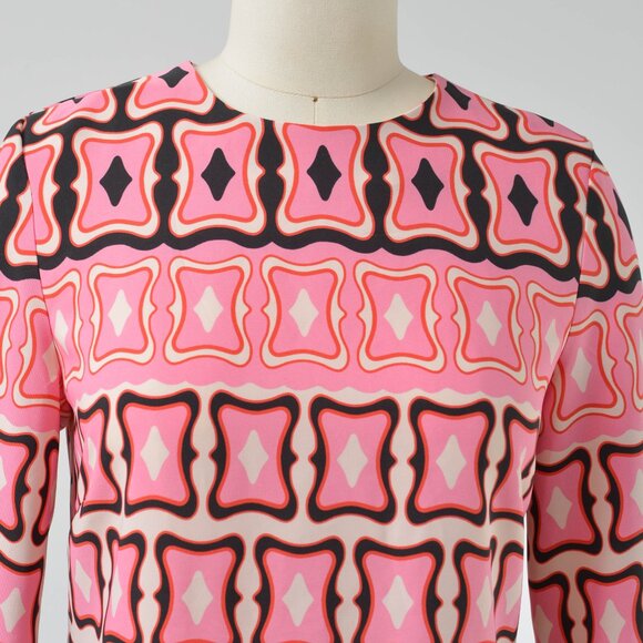 Zara Retro Mod Geometric Printed Mini Dress Long Sleeve Small - Picture 6 of 7